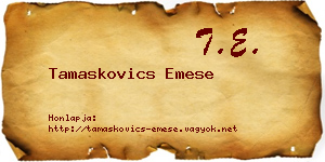 Tamaskovics Emese névjegykártya